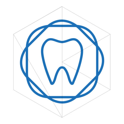 Logo mit einem Zahn, umrandet von zwei Linien.