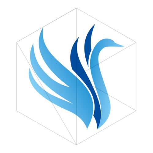 Abstraktes Schwan Logo in Blau
