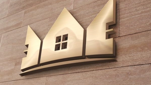 Haus Logo auf Steinwand
