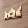 Haus Logo auf Steinwand